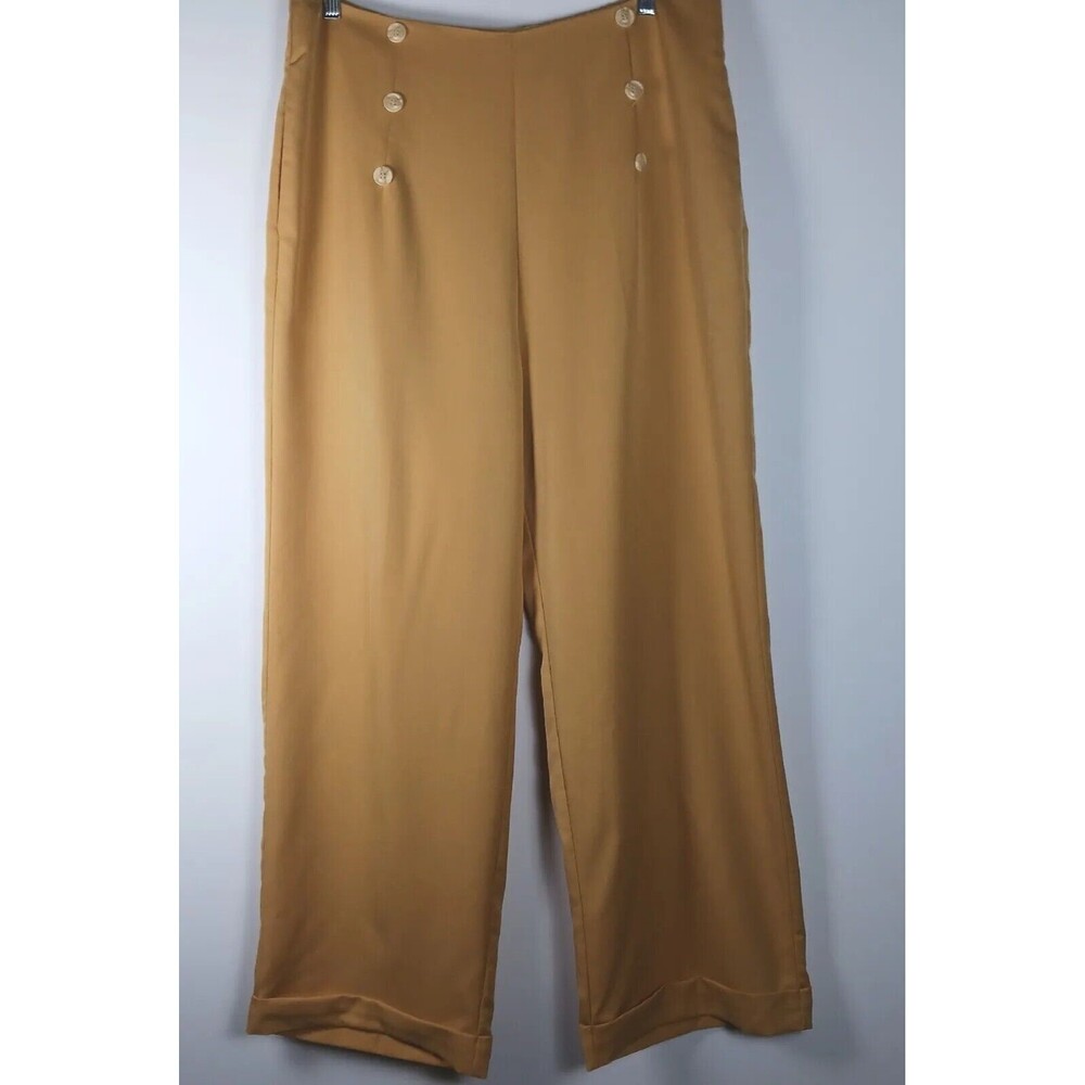 Royal Monk High Waist Cuffed Pants Mustard Yellow Size 2X Wide Leg